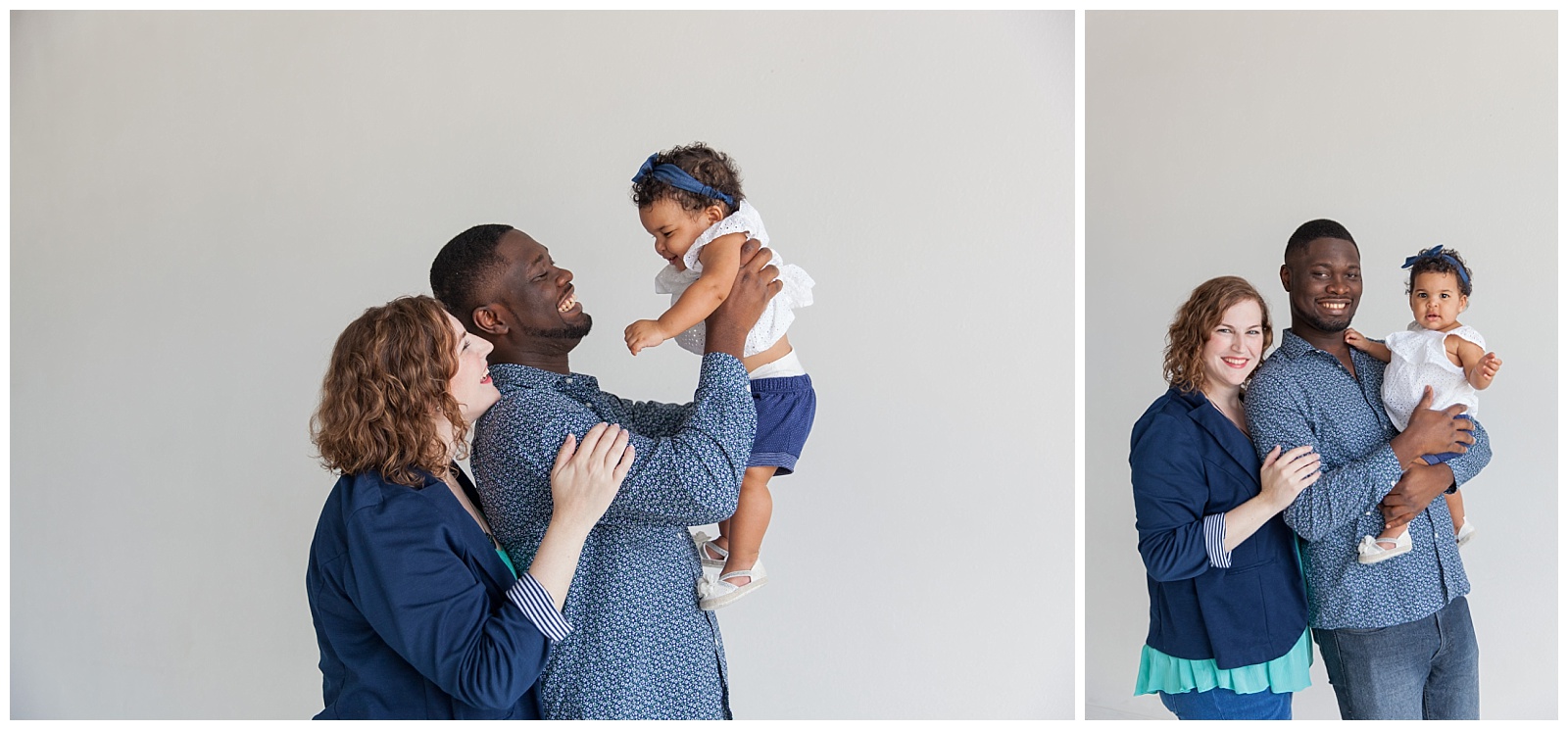A cute and diverse family photoshoot at the lumen room in Dallas Texas by Alyssa Grace Photography